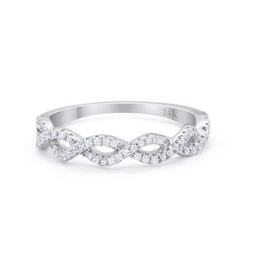 14K White Gold Half Eternity Infinity Twisted Ring Simulated Cubic Zirconia Size-7